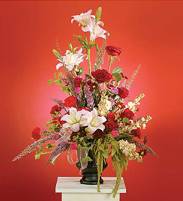 Red and Pink Arrangement with Lilies